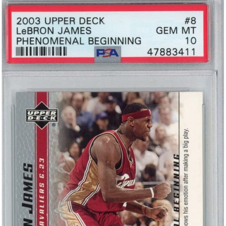 Graded 2003-04 Upper Deck UD LeBron James #8 Phenomenal Beginning Rookie RC Basketball Card PSA 10 Gem Mint