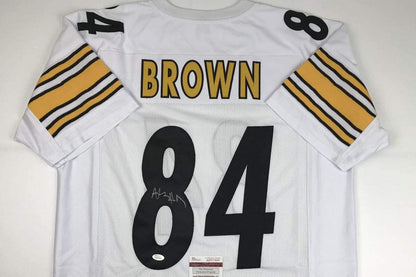Autographed/Signed Antonio Brown Pittsburgh White Football Jersey JSA COA
